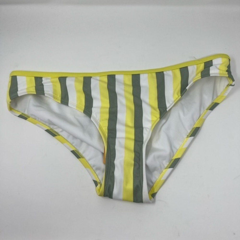 Kona Sol Medium Coverage Hipster Yellow & Green Stripped Bikini Bottoms XL